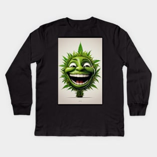 Weed Emoticon Kids Long Sleeve T-Shirt